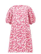 Matchesfashion.com Merlette - Aster Floral-print Pleated Cotton-poplin Dress - Womens - Pink Print