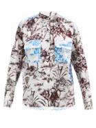 Matchesfashion.com Msgm - Bi-colour Jungle-print Cotton-poplin Shirt - Womens - Multi