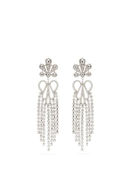 Matchesfashion.com Paco Rabanne - Palm Pendant Medium Crystal Clip Earrings - Womens - Crystal