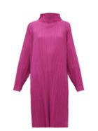 Matchesfashion.com Pleats Please Issey Miyake - High Neck Technical Pleated Dress - Womens - Pink