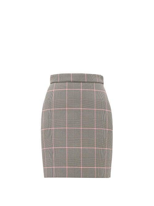 Matchesfashion.com Msgm - Glen Checked Cushioned Twill Mini Skirt - Womens - Black Multi