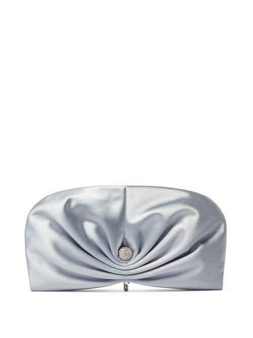 Matchesfashion.com Jimmy Choo - Vivien Satin Clutch Bag - Womens - Light Blue