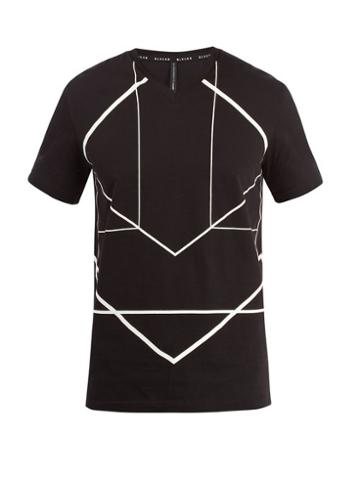 Matchesfashion.com Blackbarrett By Neil Barrett - Graphic Print Cotton T Shirt - Mens - Black White