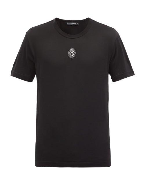 Matchesfashion.com Dolce & Gabbana - Logo-embroidered Cotton-jersey T-shirt - Mens - Black