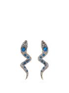 Matchesfashion.com Gucci - Crystal Embellished Snake Clip Earrings - Womens - Blue