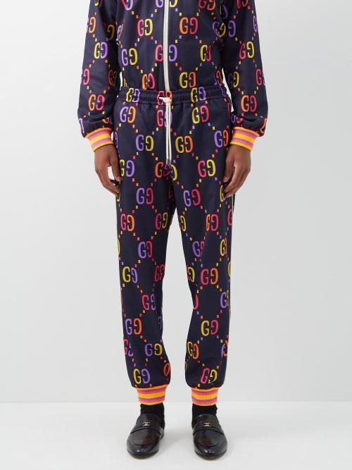 Gucci - Gg-jacquard Jersey Track Pants - Mens - Blue Multi