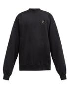 Matchesfashion.com Haider Ackermann - Embroidered Fleece-back Cotton-jersey Sweatshirt - Mens - Black