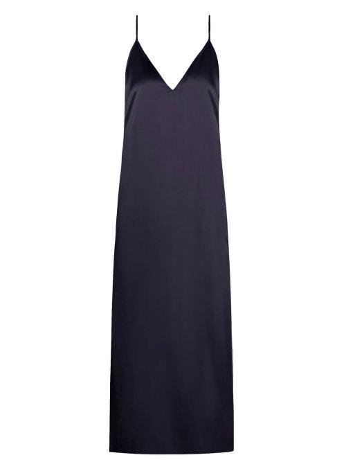 Matchesfashion.com Raey - V Neck Silk Slip Dress - Womens - Dark Navy