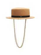 Matchesfashion.com Maison Michel - Augusta Chain-embellished Felt Boater Hat - Womens - Light Brown