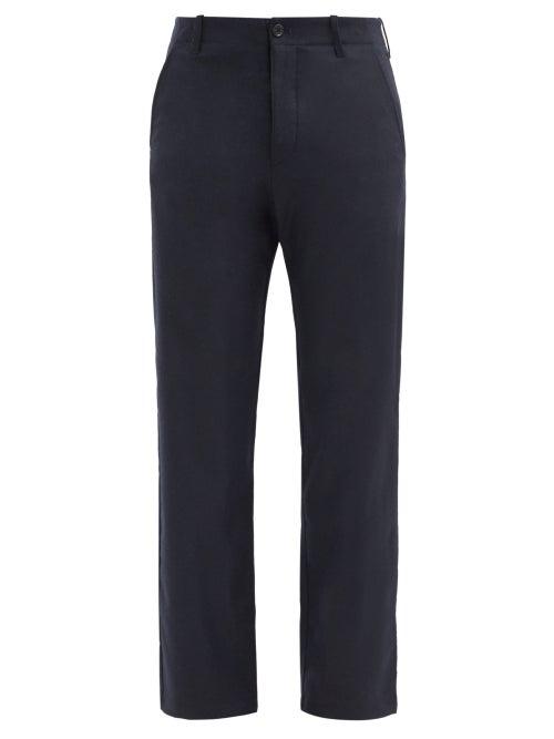 Matchesfashion.com Ymc - Padre Wool-blend Flannel Trousers - Mens - Navy