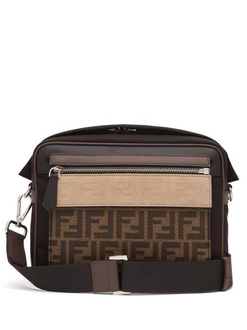 Matchesfashion.com Fendi - Logo-jacquard Leather-trim Cross-body Bag - Mens - Brown Multi