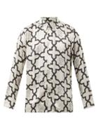 Harago - Ajrakh-print Silk-twill Shirt - Mens - White Multi