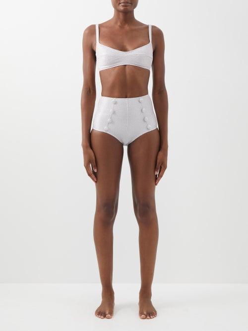 Lisa Marie Fernandez - Metallic High-rise Bikini - Womens - Pink Silver