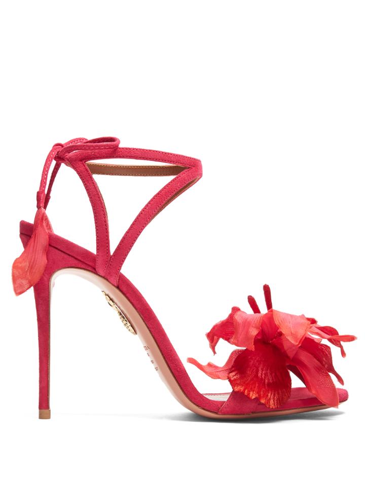 Aquazzura Flora Suede Sandals