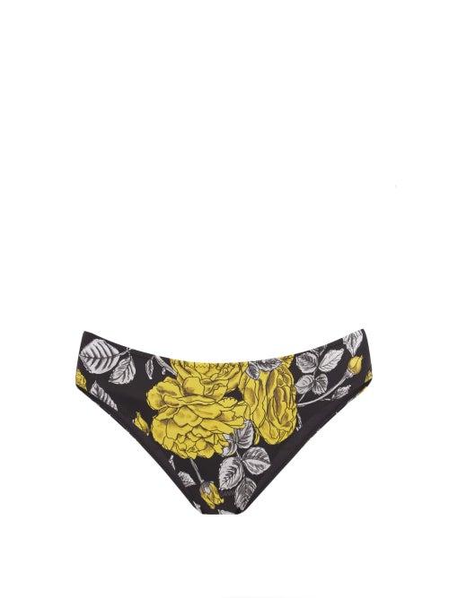 Matchesfashion.com Ganni - Rose-print Bikini Briefs - Womens - Black Multi