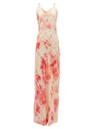 Matchesfashion.com Rat & Boa - Ariel Tie Dye Satin Maxi Dress - Womens - Pink