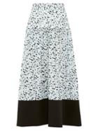Matchesfashion.com Proenza Schouler - Inky Leopard Print Crepe Midi Skirt - Womens - Black Multi