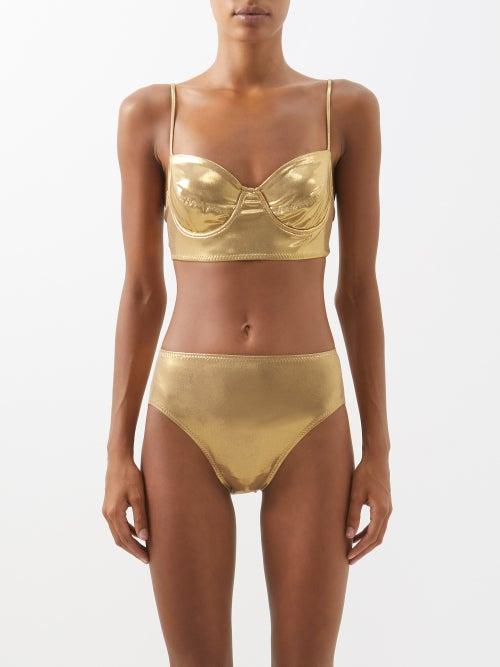 Norma Kamali - Underwired Lam Bikini Top - Womens - Gold