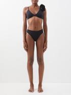 Maygel Coronel - Nereida Ruffled-shoulder Bikini - Womens - Black