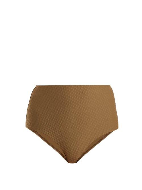 Matchesfashion.com Zimmermann - Textured High Rise Bikini Briefs - Womens - Khaki