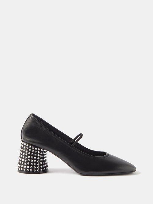 Khaite - Lorimer 65 Embellished Leather Mary Jane Pumps - Womens - Black Silver