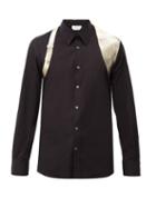 Matchesfashion.com Alexander Mcqueen - Metallic-harness Cotton-blend Shirt - Mens - Black