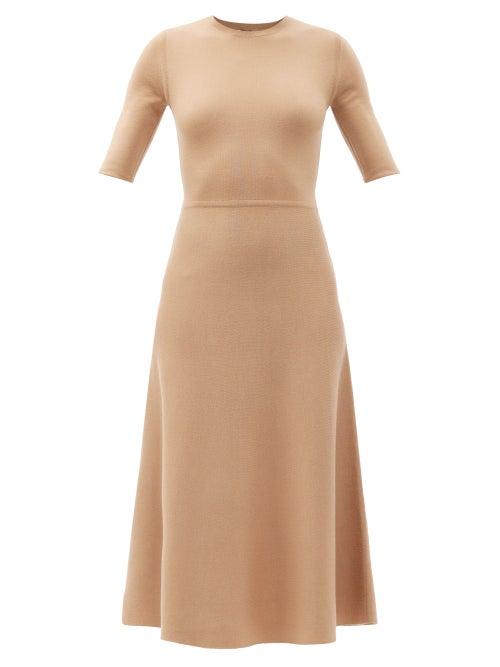 Ladies Rtw Gabriela Hearst - Seymore Wool-blend Midi Dress - Womens - Camel