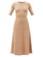 Ladies Rtw Gabriela Hearst - Seymore Wool-blend Midi Dress - Womens - Camel