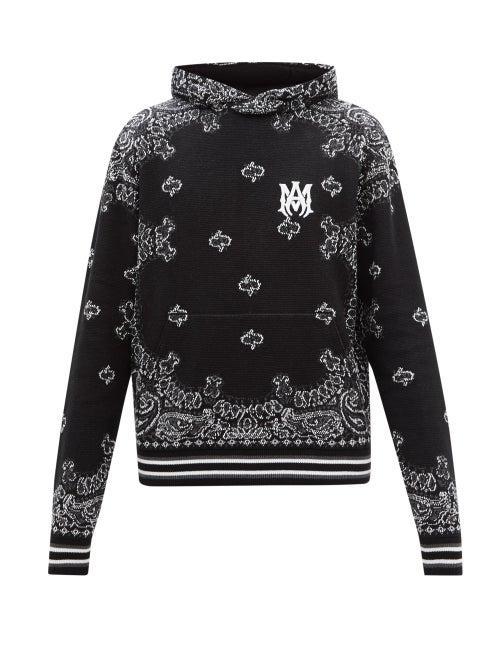 Amiri - Bandana Cotton-blend Hooded Sweatshirt - Mens - Black Grey