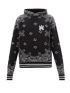 Amiri - Bandana Cotton-blend Hooded Sweatshirt - Mens - Black Grey
