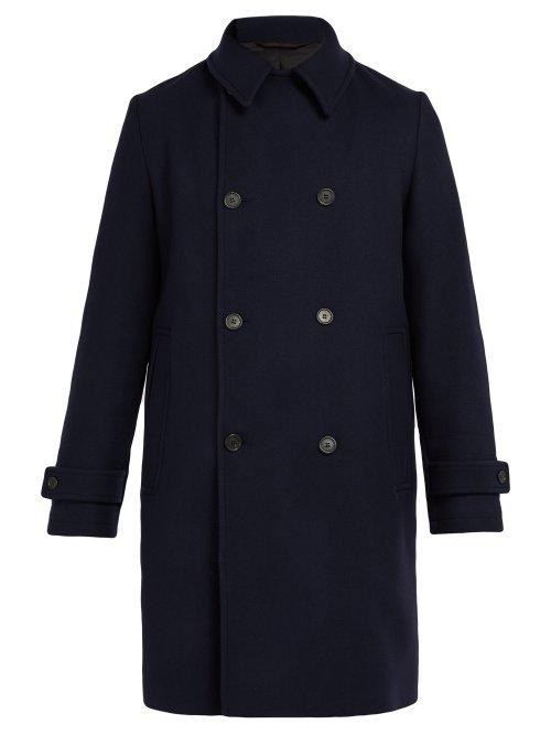 Matchesfashion.com Stella Mccartney - Double Breasted Wool Twill Coat - Mens - Navy