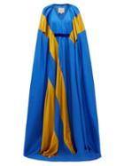 Matchesfashion.com Roksanda - Marva Satin Striped Silk Twill Gown - Womens - Blue Multi