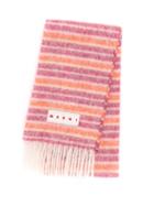 Matchesfashion.com Marni - Logo-appliqu Striped Scarf - Womens - Pink Multi