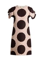 Matchesfashion.com Valentino - Polka Dot Wool Silk Crepe Dress - Womens - White Multi