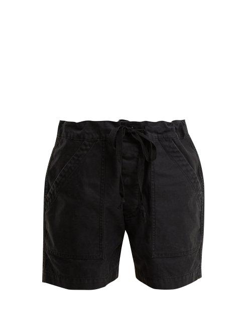 Matchesfashion.com Chimala - Tie Waist Patch Pocket Cotton Twill Shorts - Womens - Black