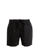 Matchesfashion.com Chimala - Tie Waist Patch Pocket Cotton Twill Shorts - Womens - Black