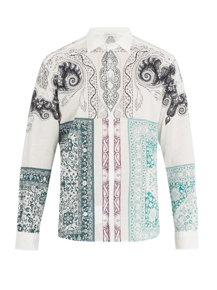 Etro Point-collar Paisley-print Cotton Shirt