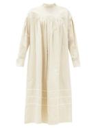 Matchesfashion.com Zanini - Pintucked Linen-blend Midi Dress - Womens - Cream