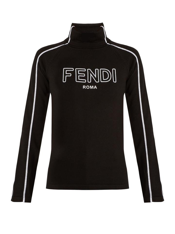 Fendi Logo-print High-neck Wool Sweater