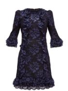 Matchesfashion.com The Vampire's Wife - Cate Metallic Fil Coup Silk And Lace Mini Dress - Womens - Black Navy