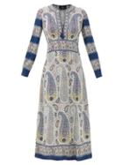 Matchesfashion.com Etro - Capri Tie-neck Paisley-print Crepe Dress - Womens - Light Blue