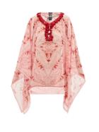 Matchesfashion.com Etro - Pompom-trim Floral-print Georgette Top - Womens - Pink Print