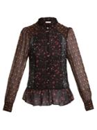 Masscob High-neck Floral-print Silk Blouse