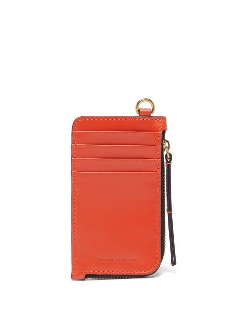 Isabel Marant - Nysbi Leather Cardholder - Womens - Orange