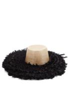 Matchesfashion.com Eliurpi - Ruffle Trimmed Straw Hat - Womens - Black