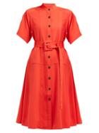 Matchesfashion.com Proenza Schouler - Belted Oxford Shirtdress - Womens - Orange