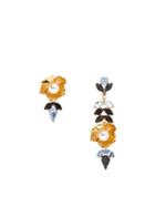 Matchesfashion.com Erdem - Blossom Mismatch Crystal-embellished Drop Earrings - Womens - Blue Multi