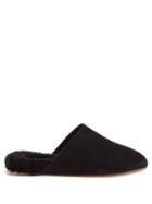Inabo - Slider Suede And Shearling Slippers - Mens - Black