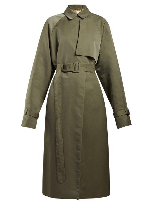 Matchesfashion.com The Row - Neita Silk Trench Coat - Womens - Dark Green