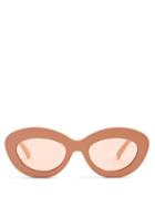 Matchesfashion.com Le Specs - Fluxus Oval Cat Eye Acetate Sunglasses - Womens - Nude